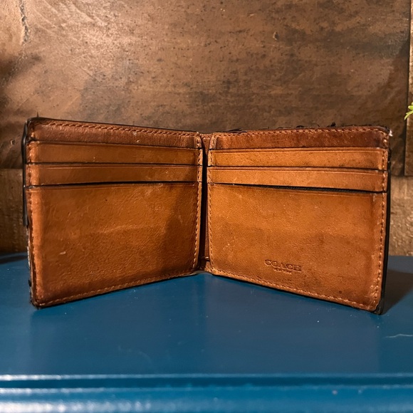 Coach Unisex Wallet Vintage Leather Black Brown Small Whipstitch - Picture 5 of 9